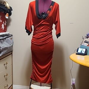 Red Kimono Style Dress/Robe